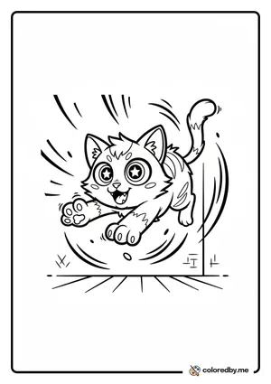 Anime-Style Cat's Playful Pounce coloring page