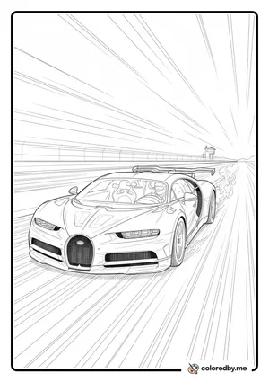 Bugatti Hypercar Breaking Speed Records coloring page