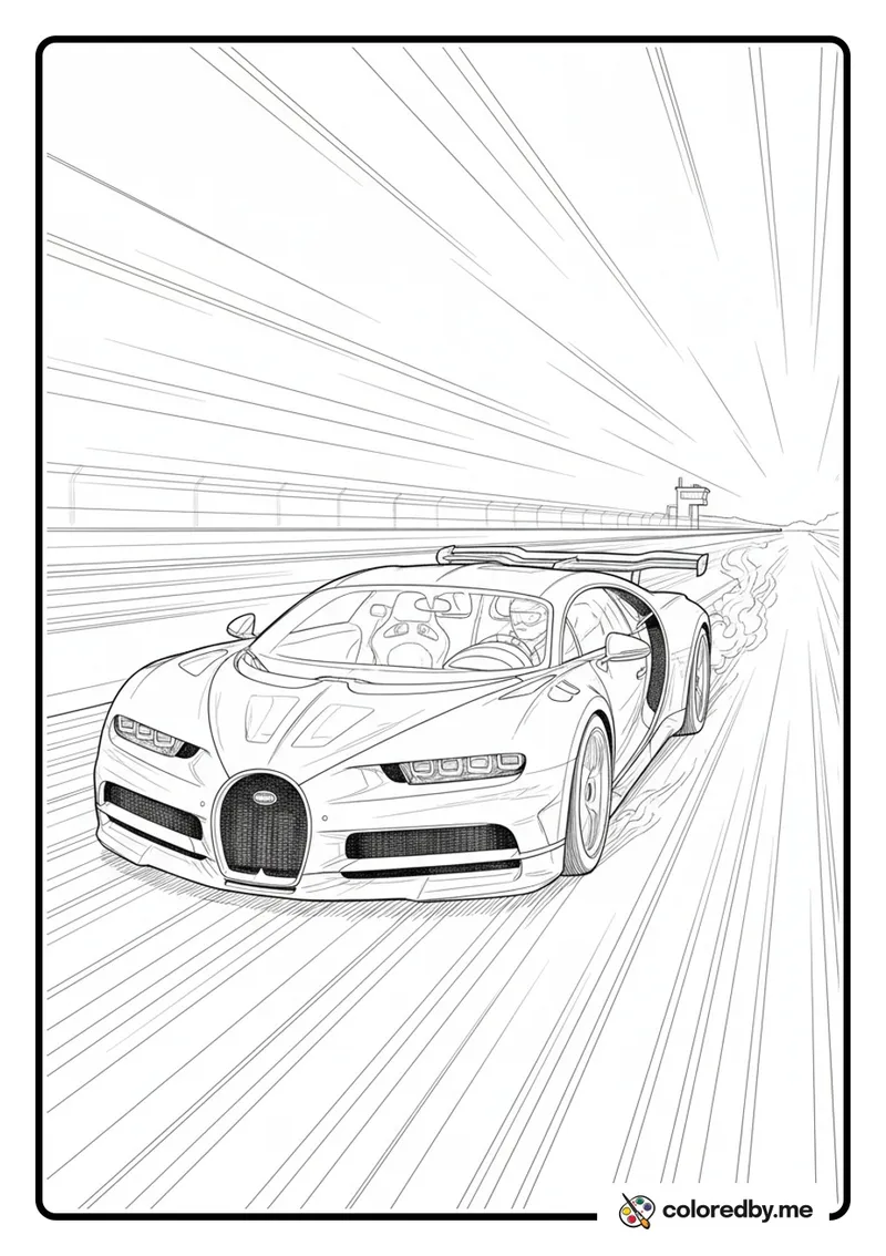 Bugatti Hypercar Breaking Speed Records coloring page