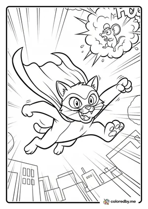 Super Cat to the Rescue! coloring page