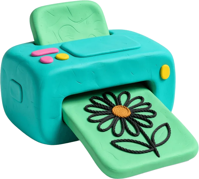 Clay printer printing a flower coloring page