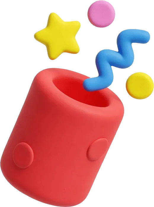 Clay party popper with confetti