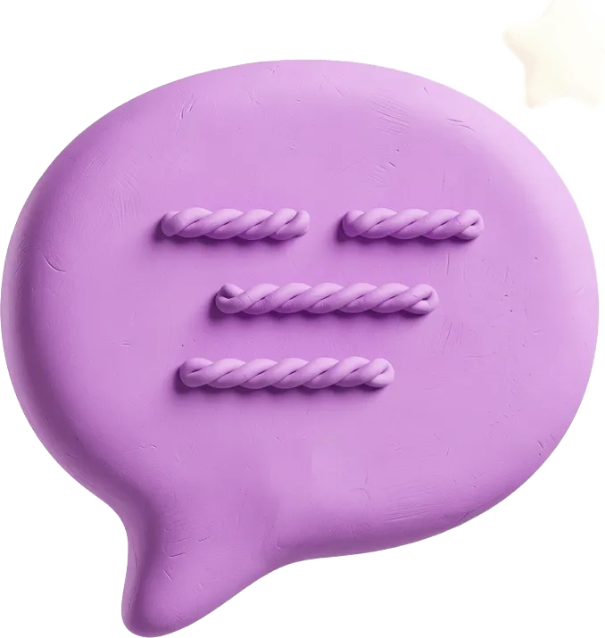Clay speech bubble with sparkle