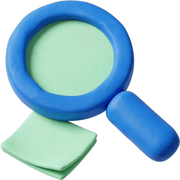 Clay magnifying glass over a page