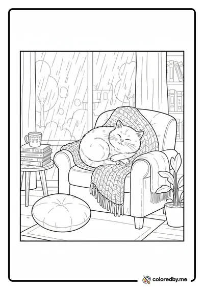 Rainy Day Bookstore Cat Nap