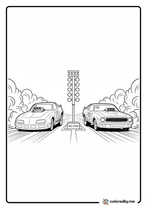 Two Drag Racers Side by Side coloring page