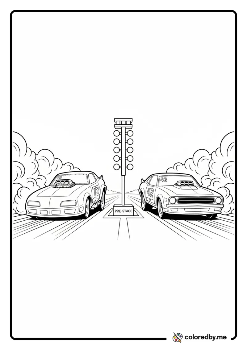 Two Drag Racers Side by Side coloring page