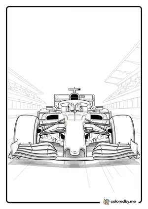 F1 Race Car Head-On View coloring page