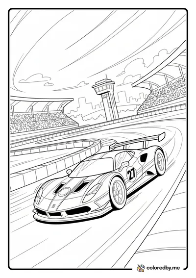 Ferrari Racing Car on a Grand Prix Circuit