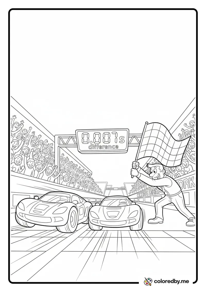 Photo Finish at the Racing Finish Line coloring page