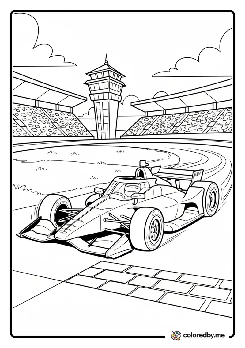 Indy Car at the Indianapolis Speedway coloring page