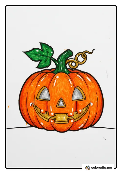Jack o Lantern colored with Gel Pens