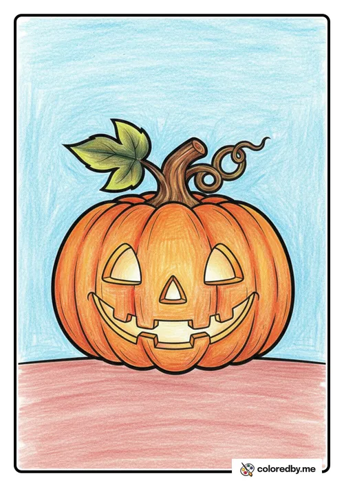 Jack o Lantern colored with Colored Pencils