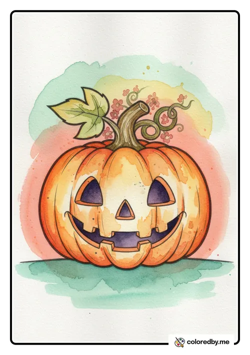 Jack o Lantern colored with Watercolors