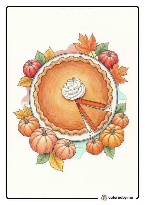 Pumpkin Pie colored with Colored Pencils