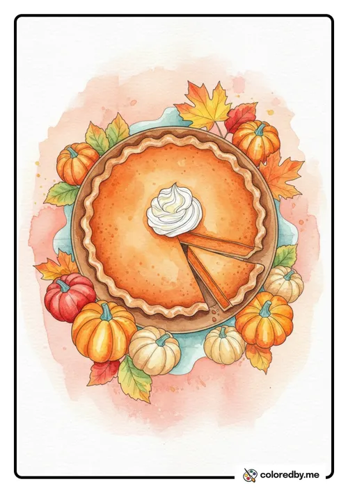 Pumpkin Pie colored with Watercolors