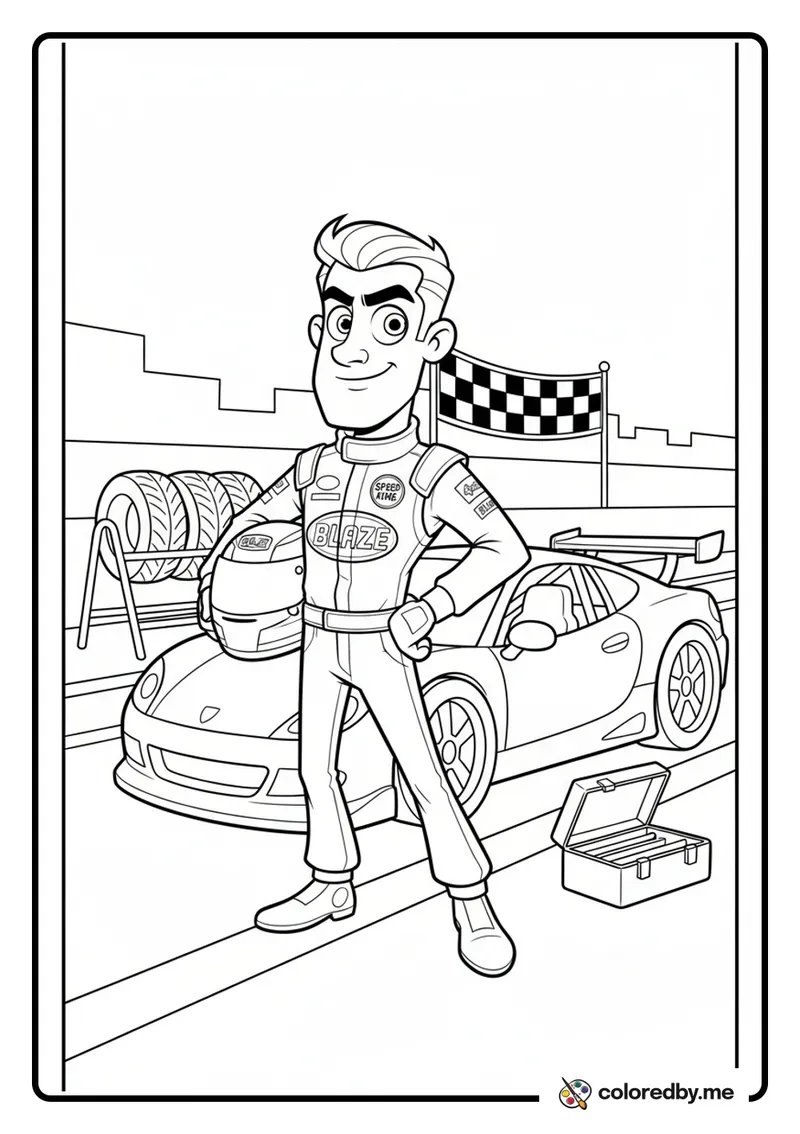 Race Car Driver Ready to Race coloring page