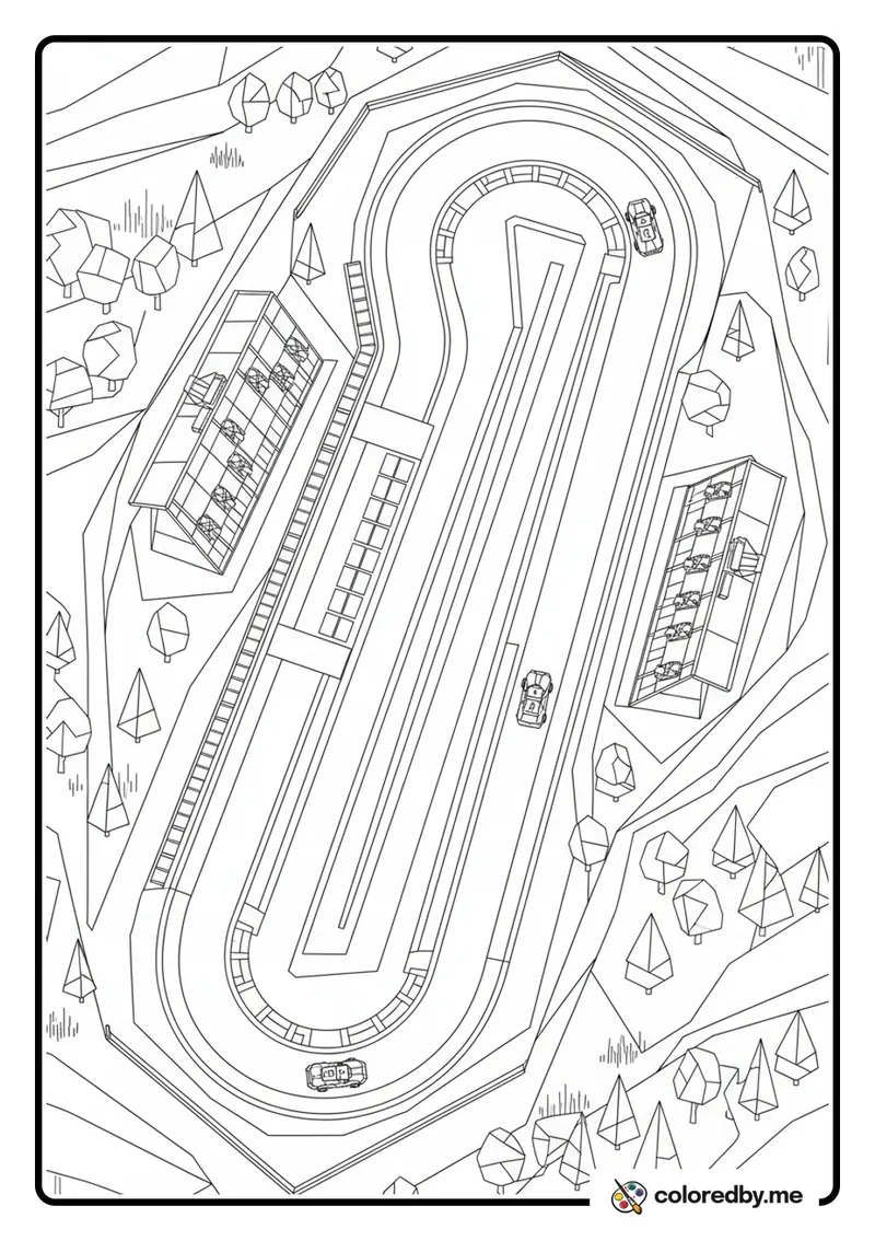 Racing Circuit Bird's Eye View coloring page