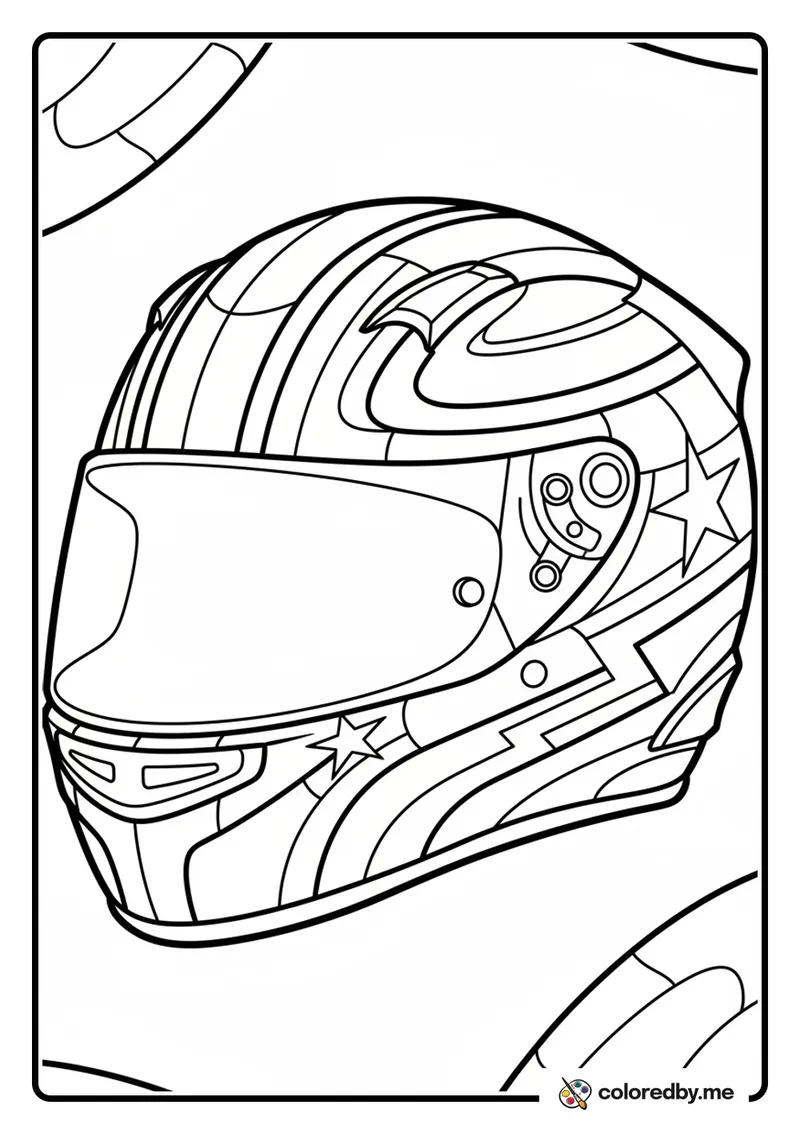 Racing Helmet with Cool Design coloring page