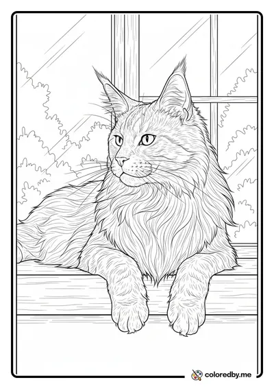Regal Maine Coon on a Windowsill