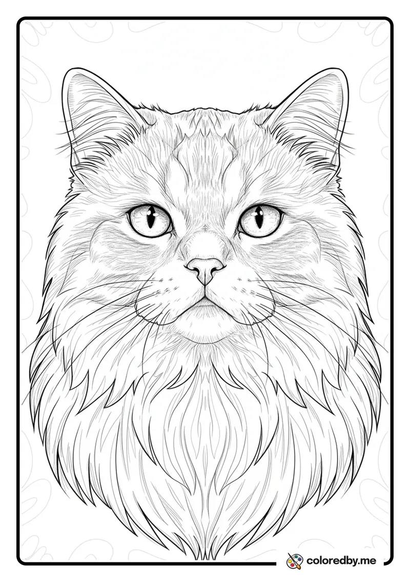 Realistic Persian Cat Portrait coloring page