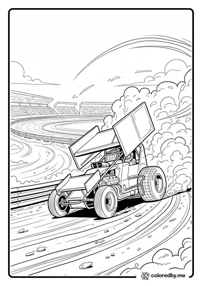 Sprint Car Flying Over Dirt Track