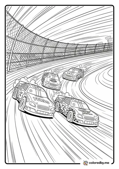 Three Stock Cars Racing Side by Side