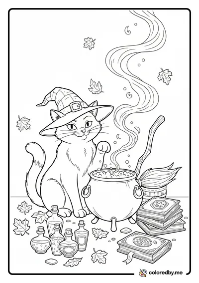 Witch's Cat with Cauldron