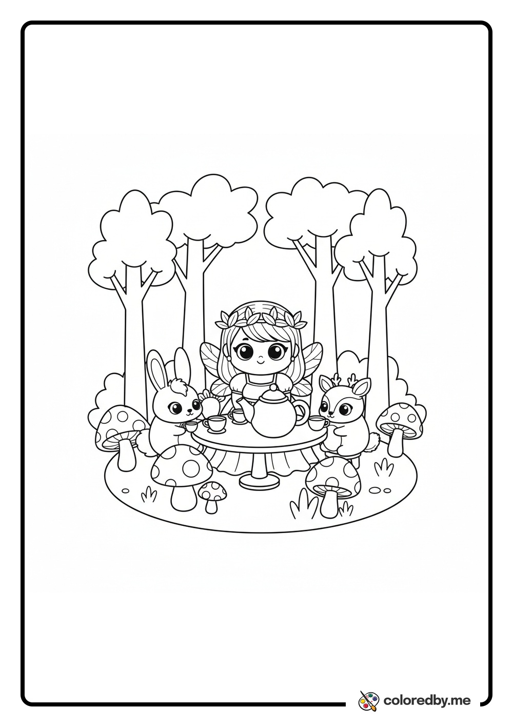 Fairy Tea Party coloring page